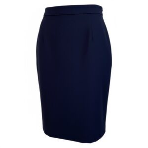 Vintage wool navy blue skirt zipper & button back closure size 16